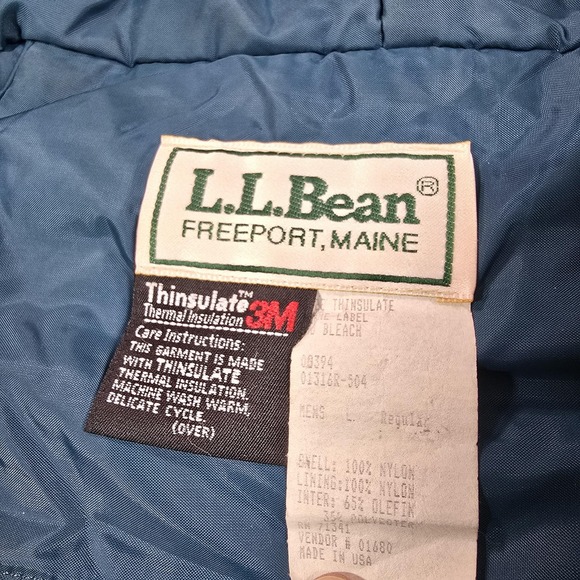 Vintage LL Bean Jacket Mens Large Red Colorblock Aztec Thinsulate Hooded USA 90s - Picture 3 of 16